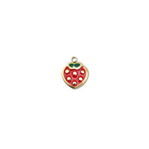 Stainless Steel - Rostfrei Stahl Anh&auml;nger Erdbeere Gold-red-green