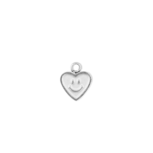 Stainless Steel - Rostfrei Stahl Anh&auml;nger Herz mit Smiley Silver