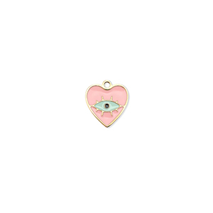 Stainless Steel - Rostfrei Stahl Anh&auml;nger Herz Auge der Vorsehung Gold-pink