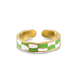 Ringe aus Stainless Steel - Rostfreiem Stahl Blockmuster Gold