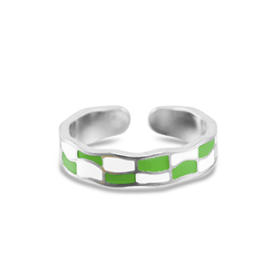 Ringe aus Stainless Steel - Rostfreiem Stahl Blockmuster Silver