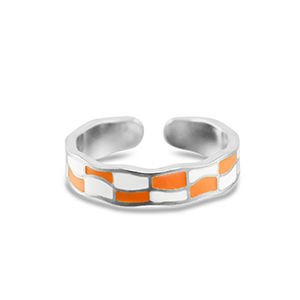Ringe aus Stainless Steel - Rostfreiem Stahl Blockmuster Silver