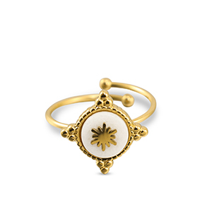 Ringe aus Stainless Steel - Rostfreiem Stahl Schneeflocke Gold-white