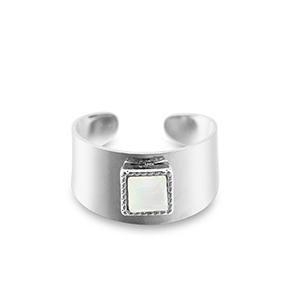 Ringe aus Stainless Steel - Rostfreiem Stahl Viereck Silver-white