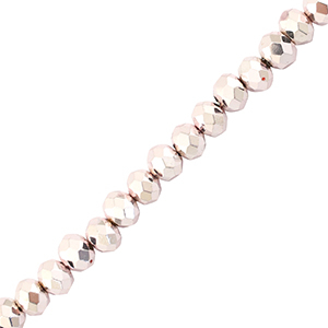 Top Glas Facett Perlen 4x3mm Rondellen Metallic light pink