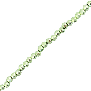 Top Glas Facett Perlen 2mm Rund Metallic green