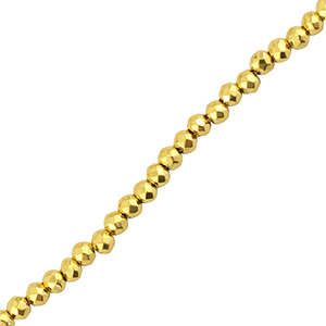 Top Glas Facett Perlen 2mm Rund Metallic gold