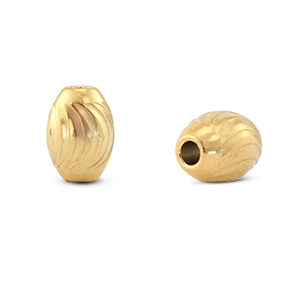 Stainless steel - Rostfrei Stahl Perlen oval Gold