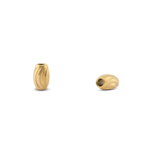Stainless steel - Rostfrei Stahl Perlen oval Gold