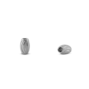 Stainless steel - Rostfrei Stahl Perlen oval Silver
