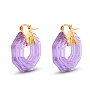 Trendy Resin Ohrringe Hexagon Gold-transparent purple
