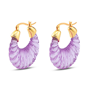 Trendy Resin Ohrringe Oval Gold-transparent purple