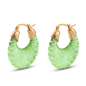 Trendy Resin Ohrringe Oval Gold-transparent green