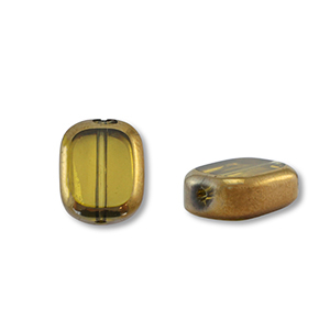 Glasperlen Rechteck Yellow transparent-gold