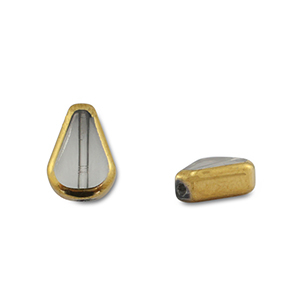 Glasperlen Tropfenform Grey transparent-gold