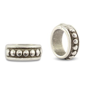 Metall Schieber DQ Ring mit B&auml;lle Antik silber (Nickelfrei)