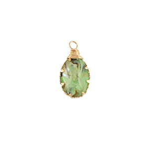 Resin Anh&auml;nger mit Imitation Muschel Oval Gold-ocean green