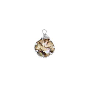 Resin Anh&auml;nger mit Imitation Muschel Rund Silver-taupe