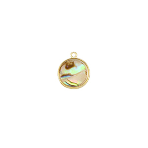 Resin Anh&auml;nger mit Imitation Muschel Rund Gold-taupe