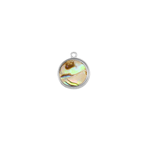 Resin Anh&auml;nger mit Imitation Muschel Rund Silver-taupe