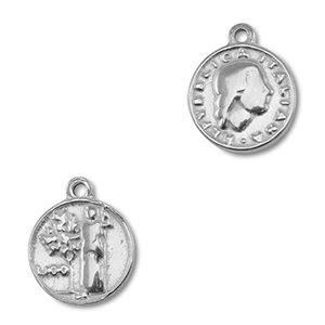 Stainless Steel - Rostfrei Stahl Anh&auml;nger M&uuml;nze Silver