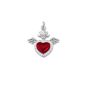 Brass TQ Metall Anh&auml;nger Hertz mit Fl&uuml;gel Silver-red