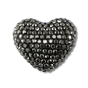 Bohemian-Perlen Herz Anthracite