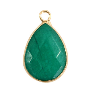 Naturstein Anh&auml;nger Tropfenform Eden green-gold