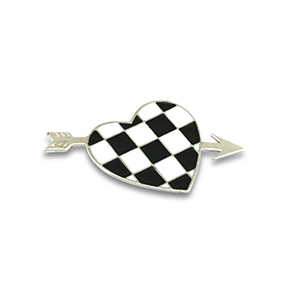 Broschen Herz mit Pfeil Silver-black-white