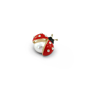 Broschen Marienk&auml;fer mit Perle Red-white-black