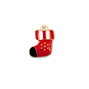 Metall Anh&auml;nger Weihnachtsstr&uuml;mpf Gold-rot-wei&szlig;-schwarz
