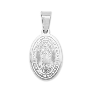Stainless Steel - Rostfrei Stahl Anh&auml;nger Oval Religi&ouml;se Silver