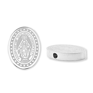 Stainless Steel - Rostfrei Stahl Perlen Oval Religi&ouml;se Silver