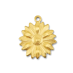 Stainless Steel - Rostfrei Stahl Anh&auml;nger Blume Gold