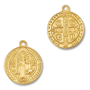 Stainless Steel - Rostfrei Stahl Anh&auml;nger Rund Religi&ouml;se Gold
