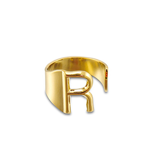Ringe aus Stainless Steel - Rostfreiem Stahl Buchstabe R Gold