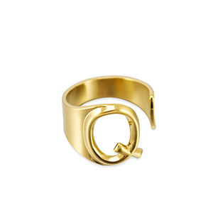 Ringe aus Stainless Steel - Rostfreiem Stahl Buchstabe Q Gold