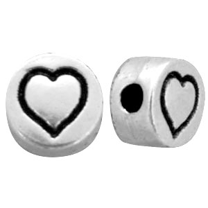 DQ Metall Buchstabe Herz Antik silber (Nickelfrei)