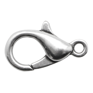 Metall Zubeh&ouml;r DQ Karabinerverschluss  15mm Antik silber (Nickelfrei)