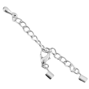DQ Metall Verl&auml;ngerungsketten Set mit Karabinerverschluss und 2mm Klemmen Antik silber (nickelfrei)