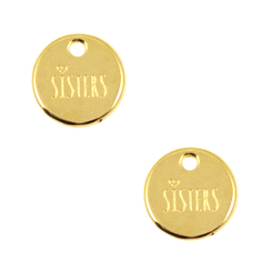Metall Anh&auml;nger DQ 12mm "sisters" Gold (Nickelfrei)