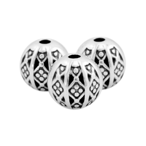 Metall Perlen DQ Ball Bohemian 8mm Antik silber (Nickelfrei)