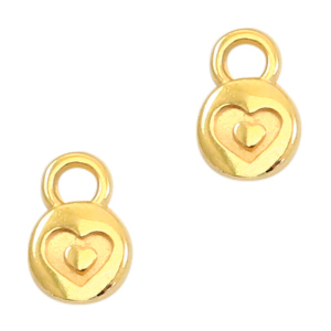 Metall Anh&auml;nger DQ 6mm Herz Gold (Nickelfrei)