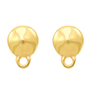 Metall Zubeh&ouml;r DQ Earpin rund mit &Ouml;se Gold (Nickelfrei)