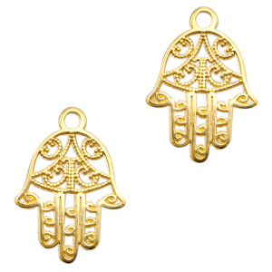 Metall Anh&auml;nger DQ Hamsa Hand Gold (Nickelfrei)