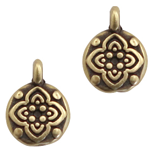 Metall Anh&auml;nger DQ mit Blume Antik bronze (Nickelfrei)