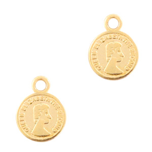 Metall Anh&auml;nger DQ M&uuml;nze 8mm Gold (Nickelfrei)