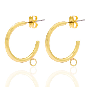 Metall Zubeh&ouml;r DQ Creolen 20mm mit &Ouml;se Gold (Nickelfrei)