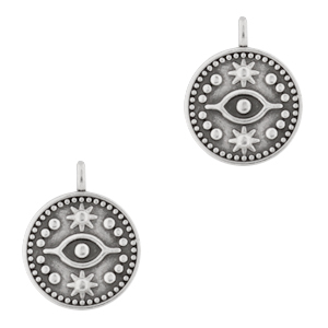 Metall Anh&auml;nger DQ Auge 15mm Antik silber (Nickelfrei)
