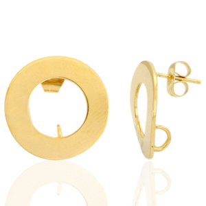 Ohrringe aus Stainless Steel - Rostfreiem Stahl Ohrstecker 18mm mit &Ouml;se Gold